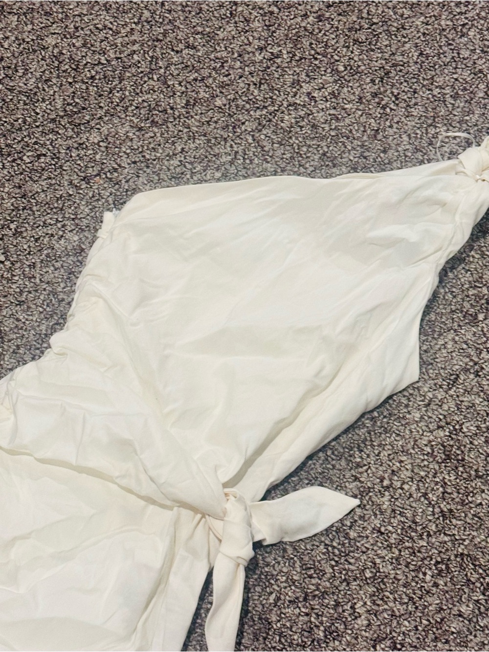 NWT Zara One-Shoulder Ivory Mini Dress with Side Tie - Picture 3 of 7